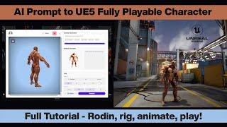 Rodin AI Prompt model to Playable Third Person Character in Unreal 5.4 - Full Tutorial