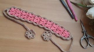 عمل طوق شعر علي شكل زهرة  بالكروشيه_ how to crochet flower headband . easy tutorial  for beginner