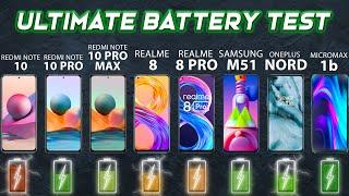 BATTERY DRAIN TEST Realme 88 Pro vs Redmi Note 10  Pro  Max vs Samsung M51 vs OP Nord