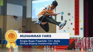 GB Rope Skipping Championships 2018 - Single Rope Freestyle 13+ Male Muhammad Faris 1st