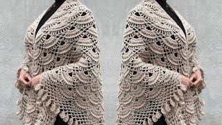 شال كروشيه مثلث راقي ومميزcrochet shawl