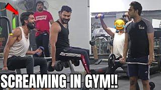 Screaming in GYM Prank  Disturbing Bodybuilders  LahoriFied