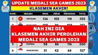 RESMI KLASEMEN AKHIR PEROLEHAN MEDALI SEA GAMES 2023 - VIETNAM JUARA UMUM INDONESIA RAIH EMAS