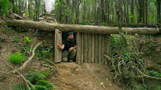 Building Underground & Warm Survival Shelter  Burger for dinner