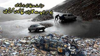 Why do the vehicles from Babu Sar Top head down into the ditch? Babusar Top