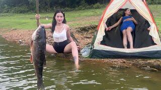 Survival camping catching grilled fish-The challenge of living overnight on the lake  Run My Life