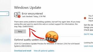 **SOLVEDWORKAROUND** Windows Update Error 0x80070643 KB5034441