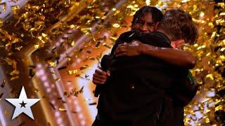 GOLDEN BUZZER Alesha moved to tears by musical duo Flintz & T4ylor  Auditions  BGT 2022