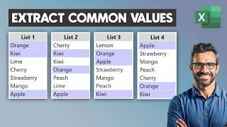 How to Extract Common Values from Multiple Lists in Excel - Extract unique common values