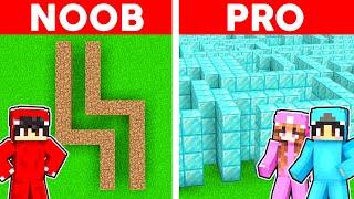 Minecraft NOOB Vs PRO GIANT MAZE BUILD CHALLENGE