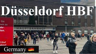 Walking tour  Düsseldorf central train station Germany 