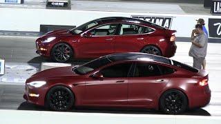 Tesla Plaid vs model 3 - EV drag racing