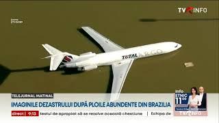 Un avion a rămas blocat în mijlocul apelor în urma unor inundații din sudul Braziliei