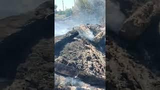 Возгорание желендорожных шпал  тушение пожара
