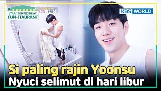 INDENG Yoonsu serajin itu sampe nyuci selimut MANUAL  Fun-Staurant  KBS WORLD TV 240415