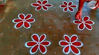 Margazhi madham easy pookolam9X5 dots vilakkukolambeautiful kolamSupermugguludhanurmasammuggulu