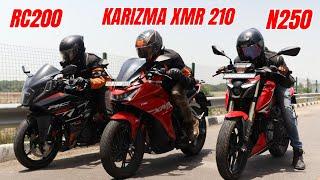 2024 Pulsar N250 vs Hero Karizma XMR 210 vs KTM RC200 Drag Race