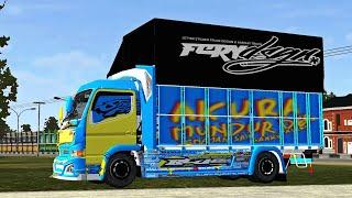 MOD TERBARU BUSSID  MOD TERBARU TRUCK CANTER MUKHLAS VARIAN FIXTRANS UPDATE BLUE FLAME