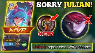 CICI BEST BUILD AND EMBLEM 100% BROKEN CICI VS. JULIAN -MLBB #cicimlbb #julianmlbb #mlbb