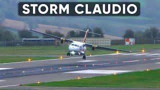 STORM CLAUDIO ATR72 Turboprop Crosswind Landing at Bristol Airport 4K