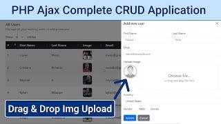 PHP Ajax - CRUD Application with Bootstrap 5 & Datatables Library  Drag & Drop Image Upload