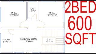 HOUSE PLAN DESIGN  EP 63  600 SQUARE FEET 2 BEDROOMS HOUSE PLAN  LAYOUT PLAN