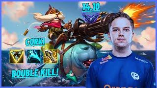 KCB ABBEDAGGE CORKI VS QIYANA MID DOUBLE KILL - EUW DIAMOND - PATCH 14.10