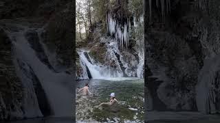 Swimming in a Frozen waterfall