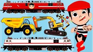 Big Garbage Truck Excavator Railway Highway Train Jangan Bermain Bola Di Pinggir Jalan Raya