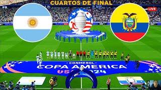ARGENTINA vs ECUADOR  CUARTOS DE FINAL COPA AMÉRICA 2024  MESSI vs ECUADOR  JUEGO PES REALISTA