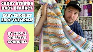 Easy Crochet Candy Stripes BabyToddler Blanket by Cody Tutorial - Two Row Repeat