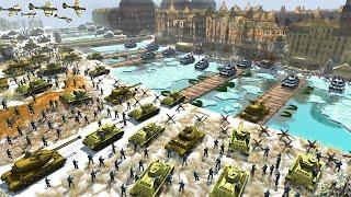 German Army City UNDER SIEGE vs 3000 Russian TANKS - Men of War WW2 Mod