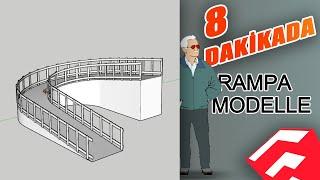 Sketchupta 8 DAKİKADA Rampa Modellemesi  Ramp modeling in Sketchup