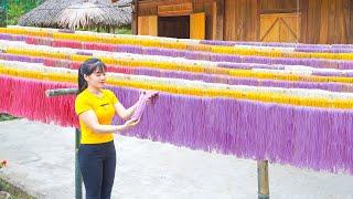 How To Make Colorful Rice Noodles Soak Rice in Colored Water Grind Rice Press Noodles