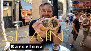 Spains MOST FAMOUS Market  LA BOQUERIA MARKET Barcelona Spain