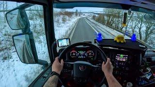 POV Truck Driving  Scania R500 So Much Snow ASMR 4k New Gopro
