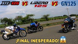 ¡BATALLA ÉPICA Suzuki GN 125 VS Yamaha XTZ 125 VS Yamaha Libero 125 Drag Race