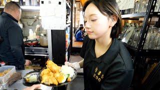 バリバリ働く看板娘！無限おかわりセルフサービスが衝撃過ぎる男めし肉食堂丨Japanese Street Food