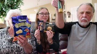 Trying snacks from Italy with my grandparents and other special guests 