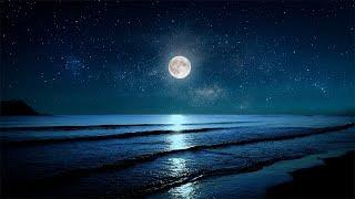 Relaxing Piano Music and Ocean Waves at Night  Deep Sleep Stress Relief Fall Asleep Fast