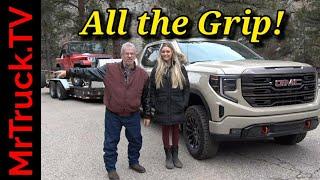 Trailering with 2023 GMC 1500 AT4X off-road truck front rear lockers 2 in. lift 6.2L V-8 10-sp