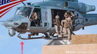 Amazing Maneuvering Skills Landing Helicopter on Narrow Rooftop - UH-1Y Venom