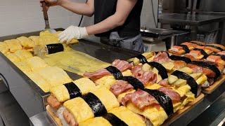 Omelette Egg Roll Kimbap and Rice Ball  오믈렛 계란말이 김밥과 주먹밥  Korean Snack Shop - Jemani