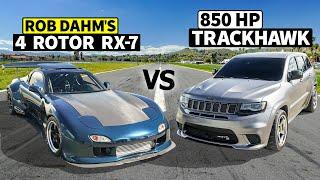 Rob Dahm’s 4 Rotor AWD RX-7 vs 850hp Jeep Trackhawk  THIS vs DAHM