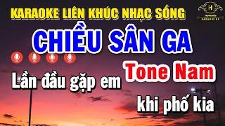 Karaoke Liên Khúc Nhạc Trữ Tình Tone Nam Dễ Hát  Liên Khúc Nhạc Sống - Chiều sân Ga