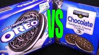 Oreo vs Dollar General Brand Clover Valley Sandwich Cookie FoodFights Cheep vs Expensive Challenge