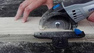 Cutting lumber with the Dremel SM20 Saw Max using the straight edge guide