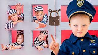 Five Kids Box Fort Prison Escape + more Childrens Songs and Videos