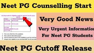 Neet PG 2024  Cutoff Release  Neet PG 2024 Counselling  MCC Official Update Neet PG latest News