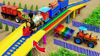 Diy tractor making mini Rainbow Bridge for Train  DIY Overpass for two tractors transporting